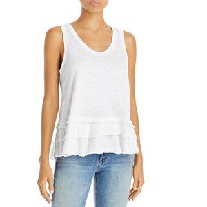 NWT Wilt White Double Tier Mock Cotton Ruffle Hem Tank Top Size‎ Small